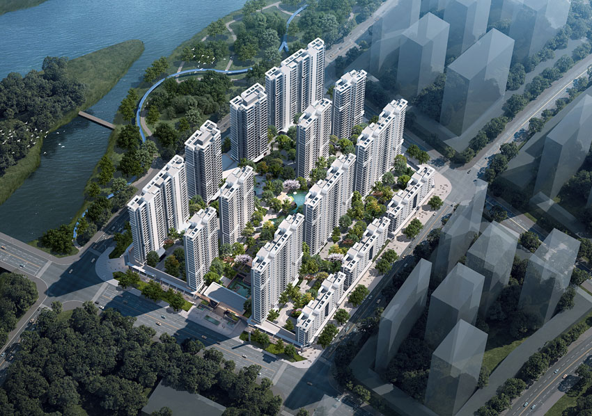 蒸湘区江樾云境项目位于衡阳市华新陆家新区临水路3号雁鸣溪网红桥旁