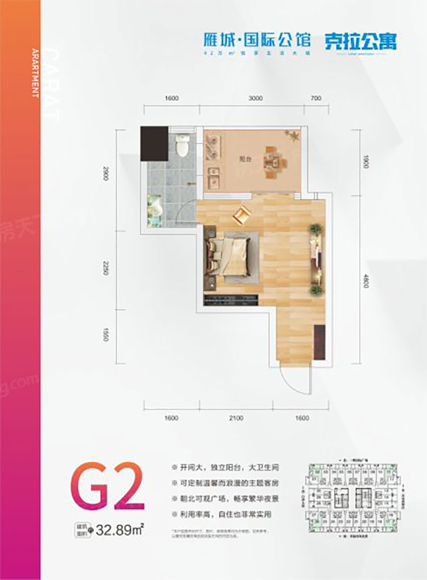 衡阳雁峰区雁城国际公馆为您提供该项目G2户型图片鉴赏