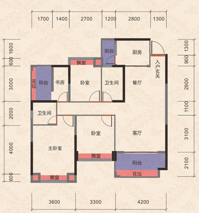 衡阳雁峰区华远万江时代之光为您提供14#栋304户型图片详情鉴赏