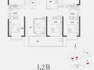 衡阳-雁峰区东投归雁台为您提供1.2B户型鉴赏