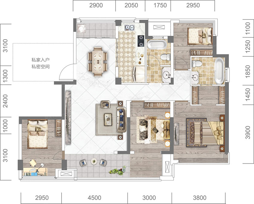 衡阳珠晖区中建和城壹品为您提供65#A户型图片详情鉴赏