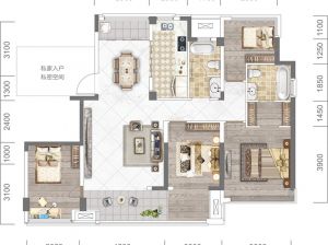 衡阳-珠晖区佳源酃湖都市为您提供65#A户型鉴赏