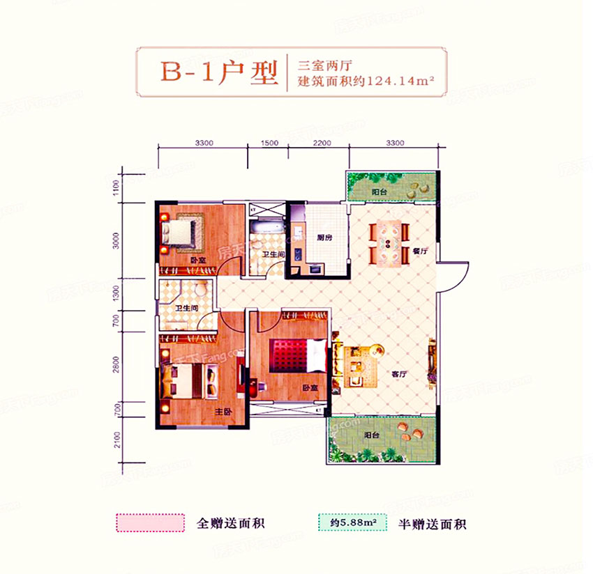 衡阳-耒阳市伟成公馆为您提供该项目B-1户型图片鉴赏