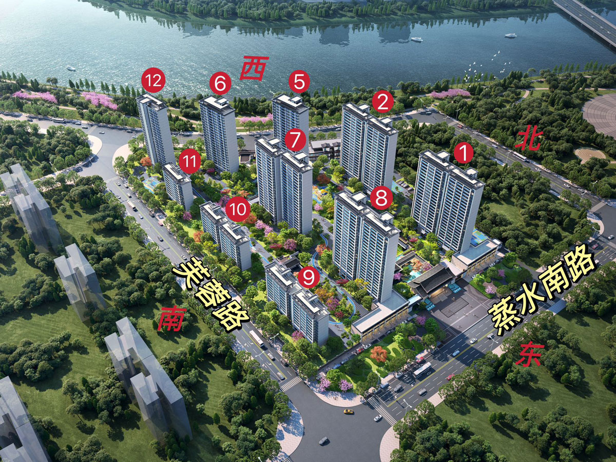 臻玺湾项目位于衡阳华新蒸水南路与芙蓉路交汇处(华新汽车站对面)